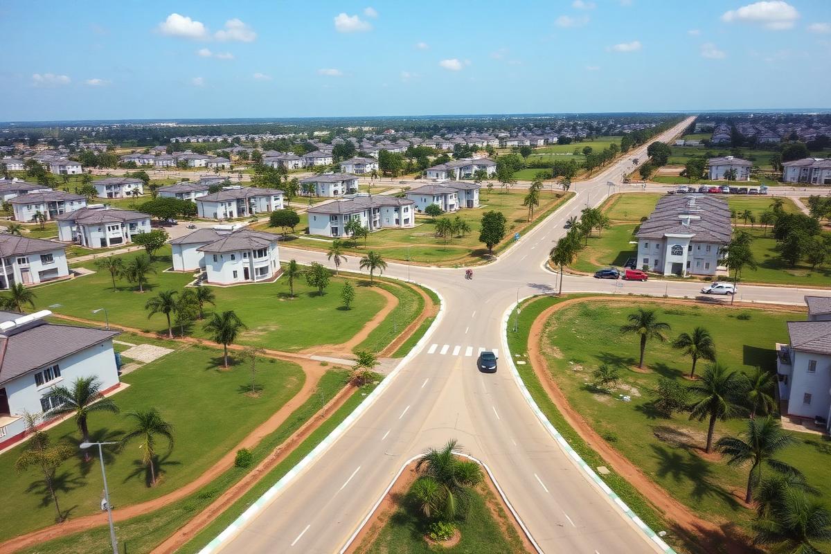 Aerial view of a Ghana land development